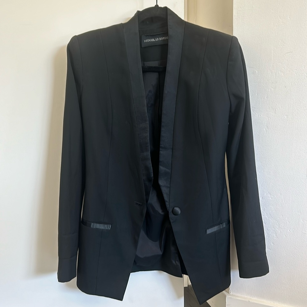 Michael Lo Sordo Black Collarless Blazer